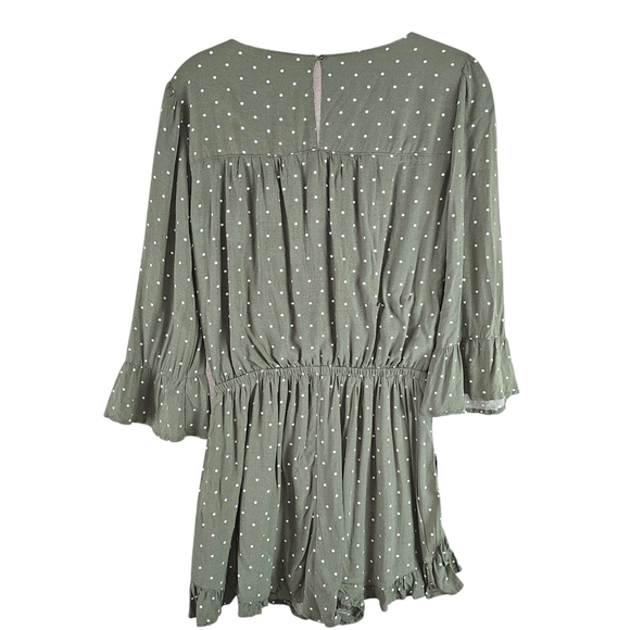 Abercrombie & Fitch Olive Green Knot Front Polka Romper in Small - Picture 4 of 7
